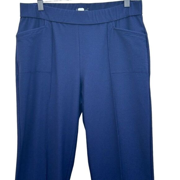 Eileen Fisher Navy Blue Pants Women’s Medium Front Seam Pockets Pull On Stretch - Picture 3 of 11